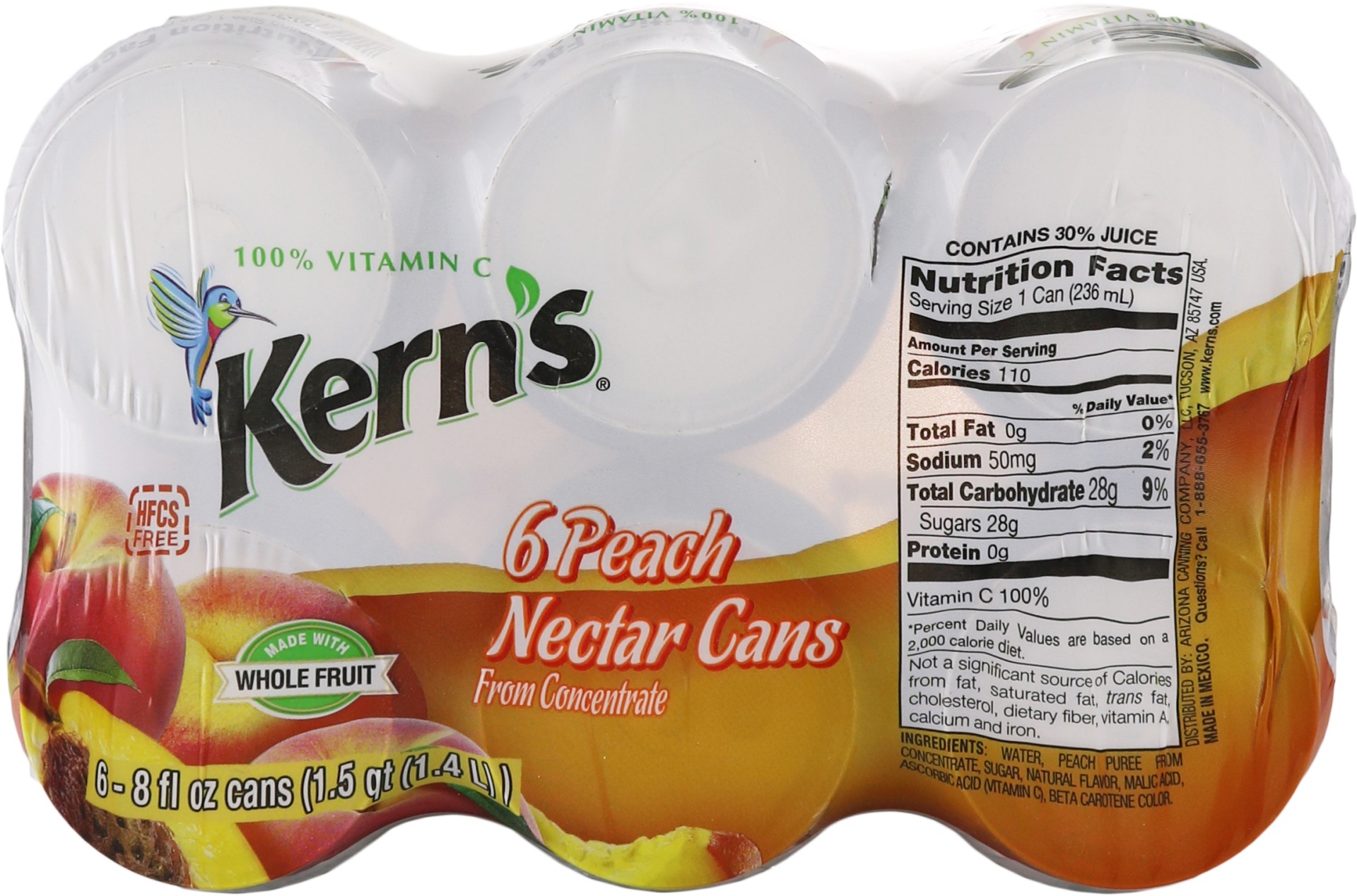 slide 1 of 1, Kern's Peach Nectar - 6 ct; 8 fl oz, 6 ct; 8 fl oz