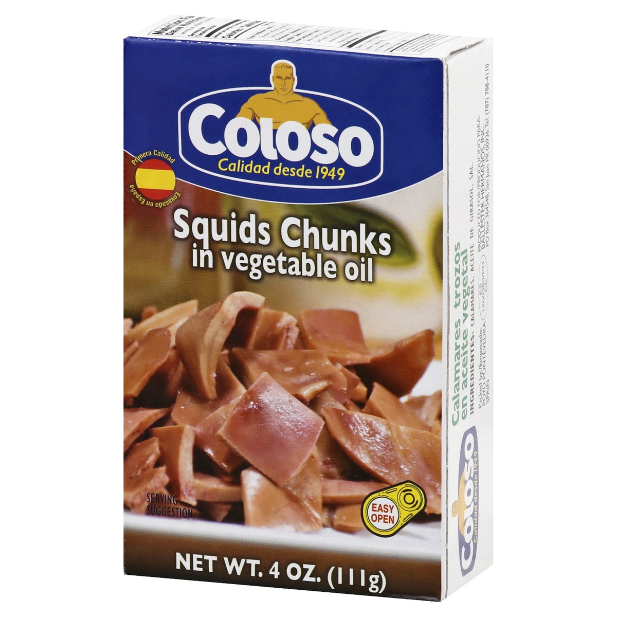 slide 9 of 14, Coloso Squid Chunks in Vegetable Oil 4 oz, 4 oz