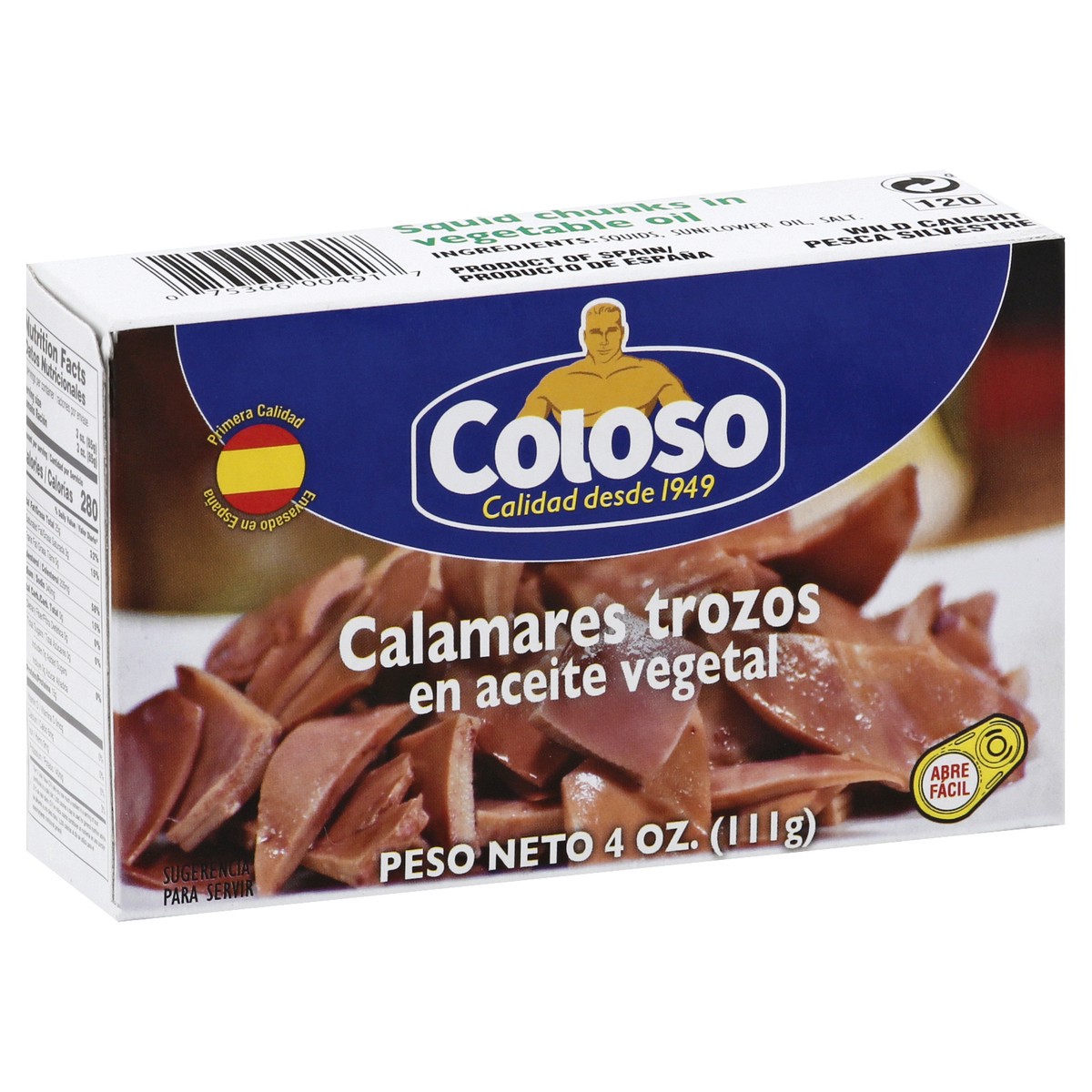 slide 4 of 14, Coloso Squid Chunks in Vegetable Oil 4 oz, 4 oz