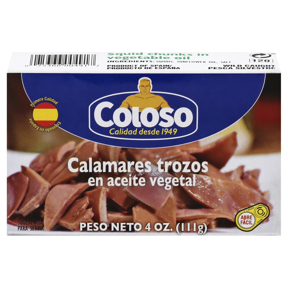 slide 13 of 14, Coloso Squid Chunks in Vegetable Oil 4 oz, 4 oz