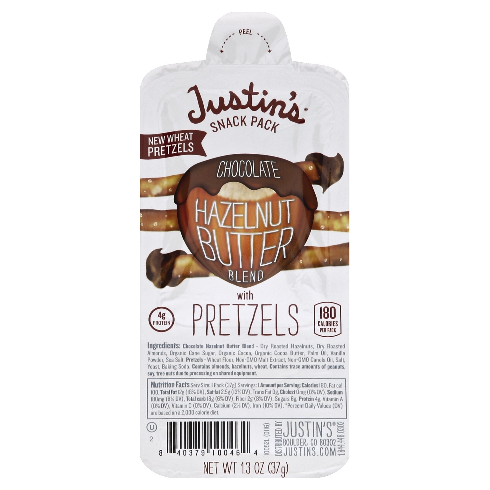 slide 1 of 3, Justin's Chocolate Hazelnut Butter With Pretzel Snack Packs, 1.3 oz