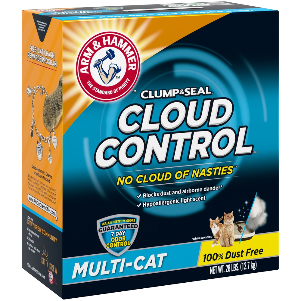 slide 2 of 4, ARM & HAMMER Clump & Seal Cloud Control Multi-Cat Litter, 28 lb