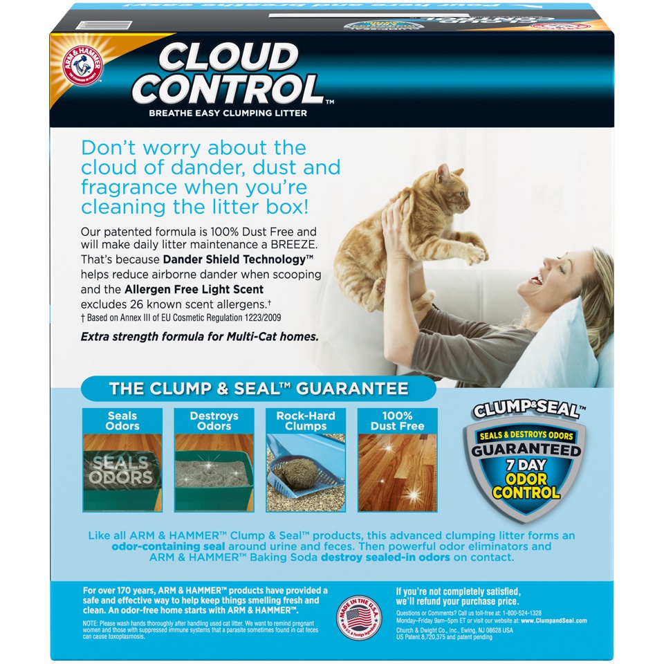 slide 4 of 4, ARM & HAMMER Clump & Seal Cloud Control Multi-Cat Litter, 28 lb