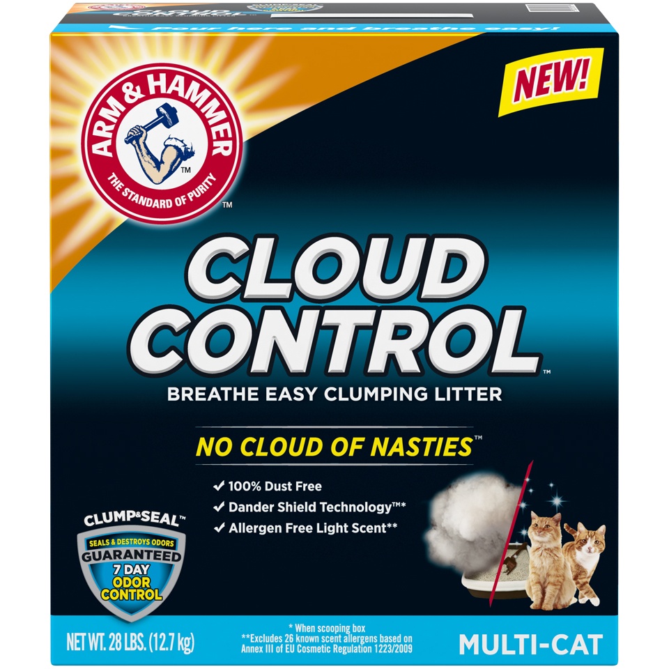 slide 1 of 4, ARM & HAMMER Clump & Seal Cloud Control Multi-Cat Litter, 28 lb