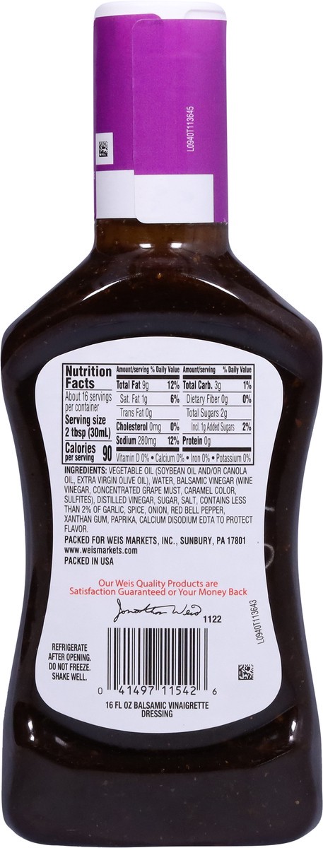 slide 2 of 13, Weis Quality Balsamic Vinaigrette Dressing, 16 fl oz