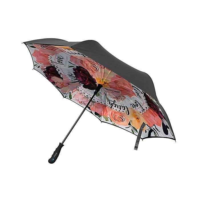 slide 1 of 1, As Seen on TV Better Brella Reverse Live, Laugh, Love'' Umbrella - Black'', 1 ct