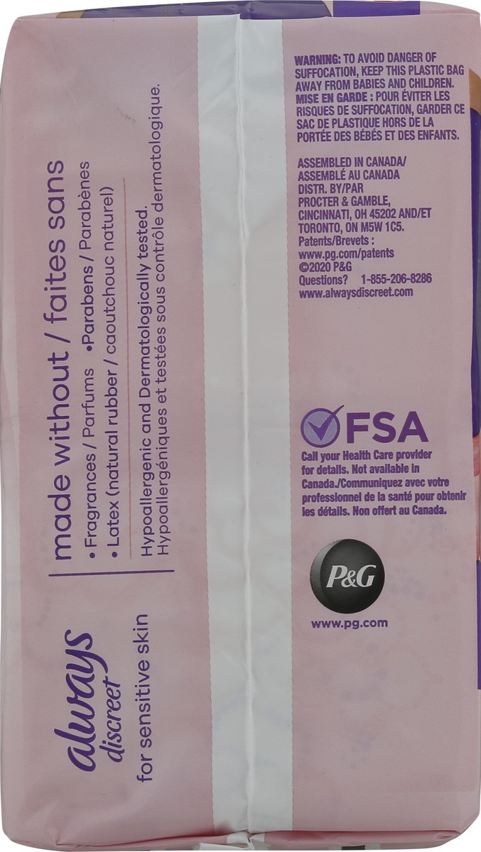 slide 4 of 8, Always Discreet for Sensitive Skin Liners Light Long Absorbency Four Times Skin Protection Soft Dermatologically Tested Fragrance-Free, 38 Count, 38 ct