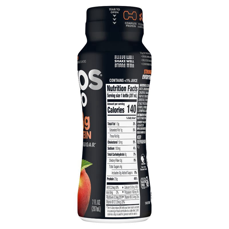 slide 6 of 7, Oikos Pro Peach Cultured Dairy Drink, 23g Protein, 7 Fl Oz Bottle, 7 fl oz