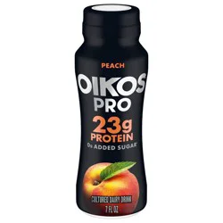 Oikos Pro Peach Cultured Dairy Drink, 23g Protein, 7 Fl Oz Bottle
