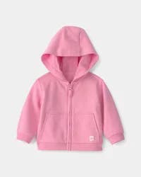 Baby Girl French Terry Zip-Up Hoodie - Pink - 24 Months
