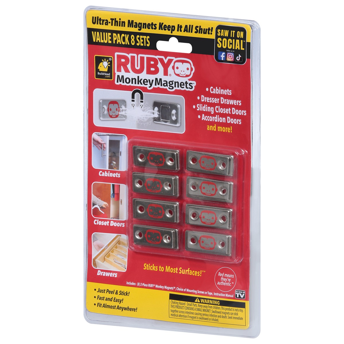slide 8 of 12, Ruby Monkey Magnets Value Pack 8 Sets 8 ea, 8 ct