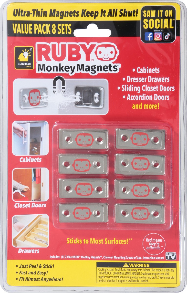slide 5 of 12, Ruby Monkey Magnets Value Pack 8 Sets 8 ea, 8 ct