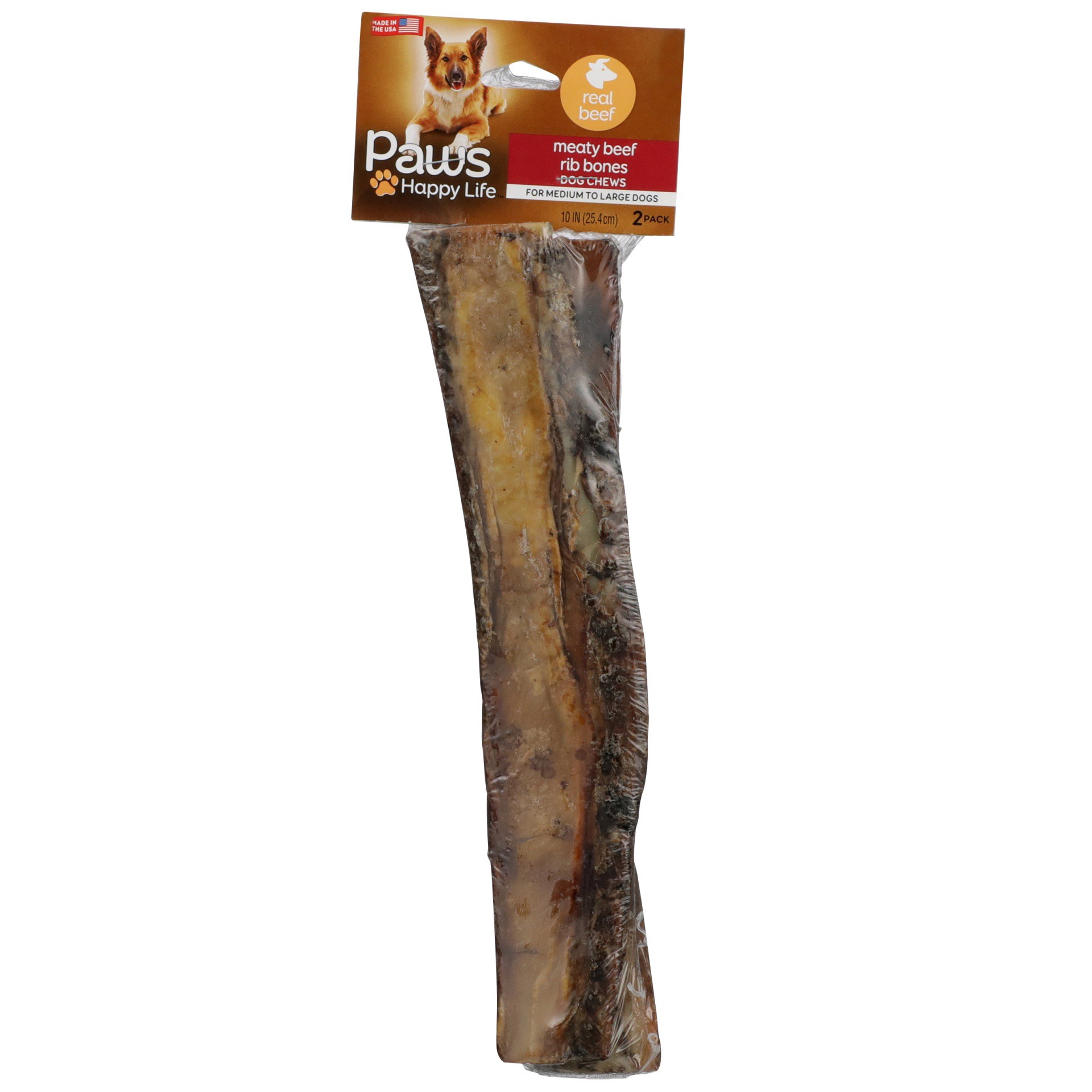 slide 1 of 6, Paws Happy Life All Natural Meaty Ribs for Medium To Large Dogs Dog Chews, 2 ct