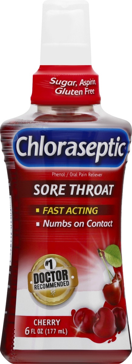 slide 8 of 9, Chloraseptic Sore Throat Spray, Cherry Flavor Throat Remedy, 6 fl oz, 6 fl oz