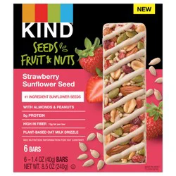 KIND Seeds Fruit & Nuts Snack Bar, Strawberry Sunflower Seed | 5g Protein, High Fiber, Gluten Free Bars, 1.4 OZ, 6 Count
