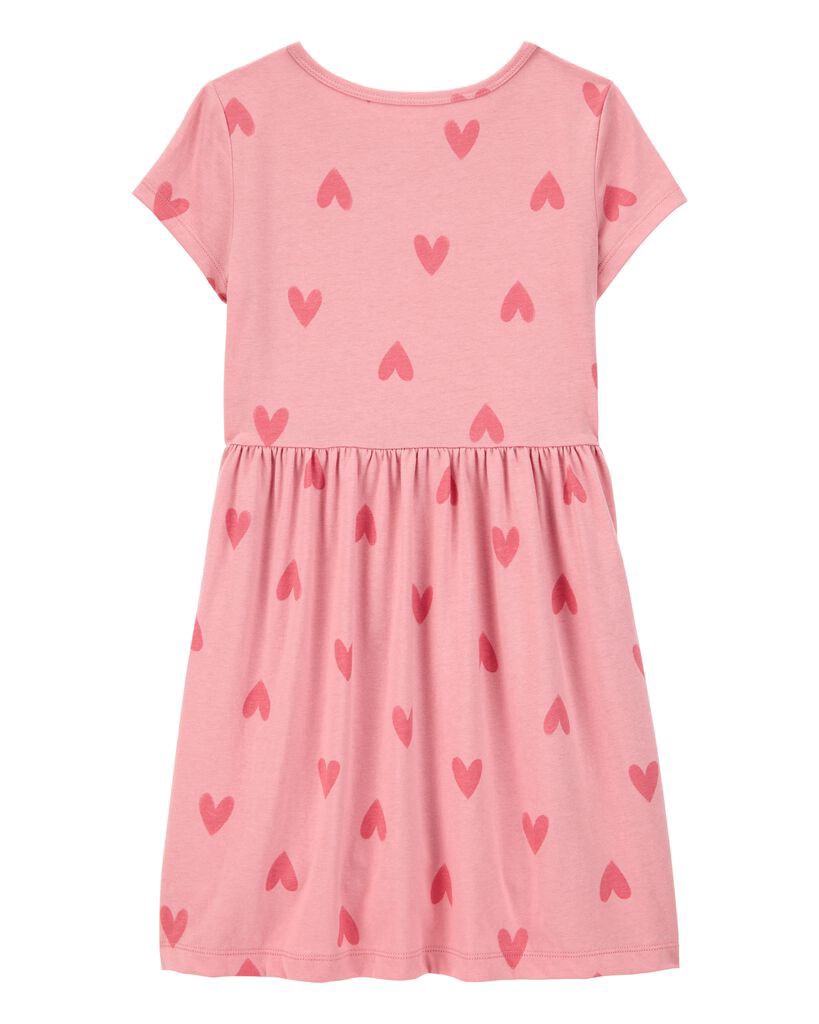 slide 3 of 3, Carter's Carters Kid Heart-Print Short-Sleeve Dress Pink 12, 1 ct