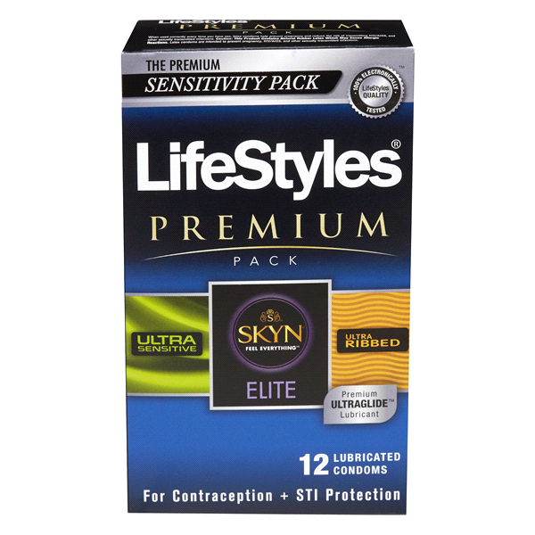 slide 1 of 1, Lifestyles Premium Pack Condoms, 12 ct