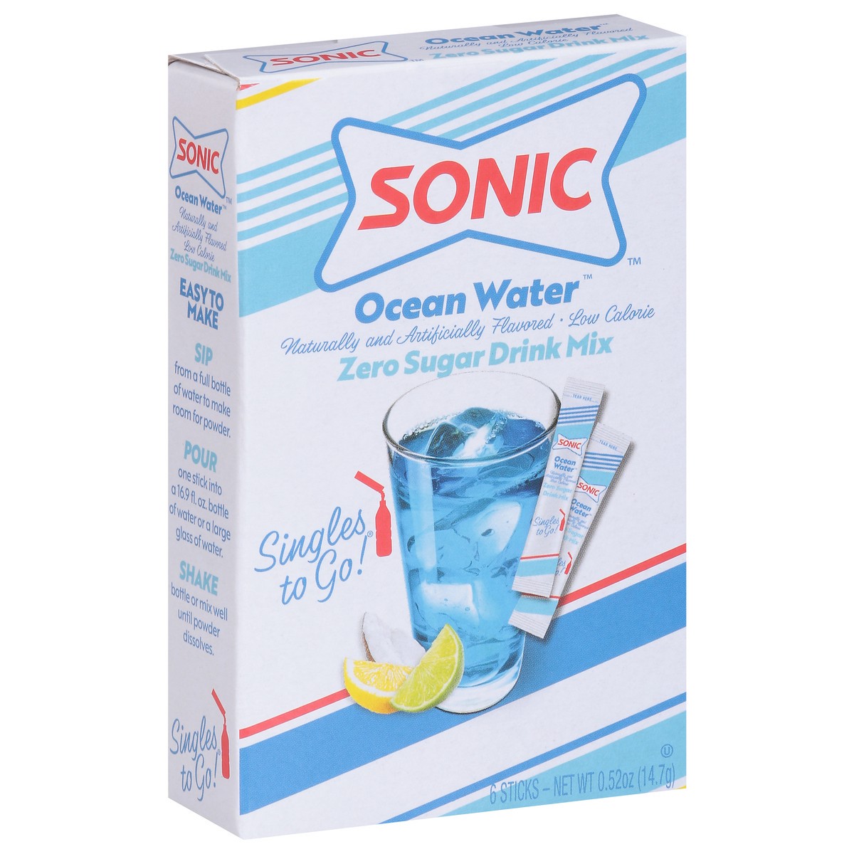 slide 12 of 14, Sonic Singles to Go! Zero Sugar Ocean Water Drink Mix 6 ea, 6 ct