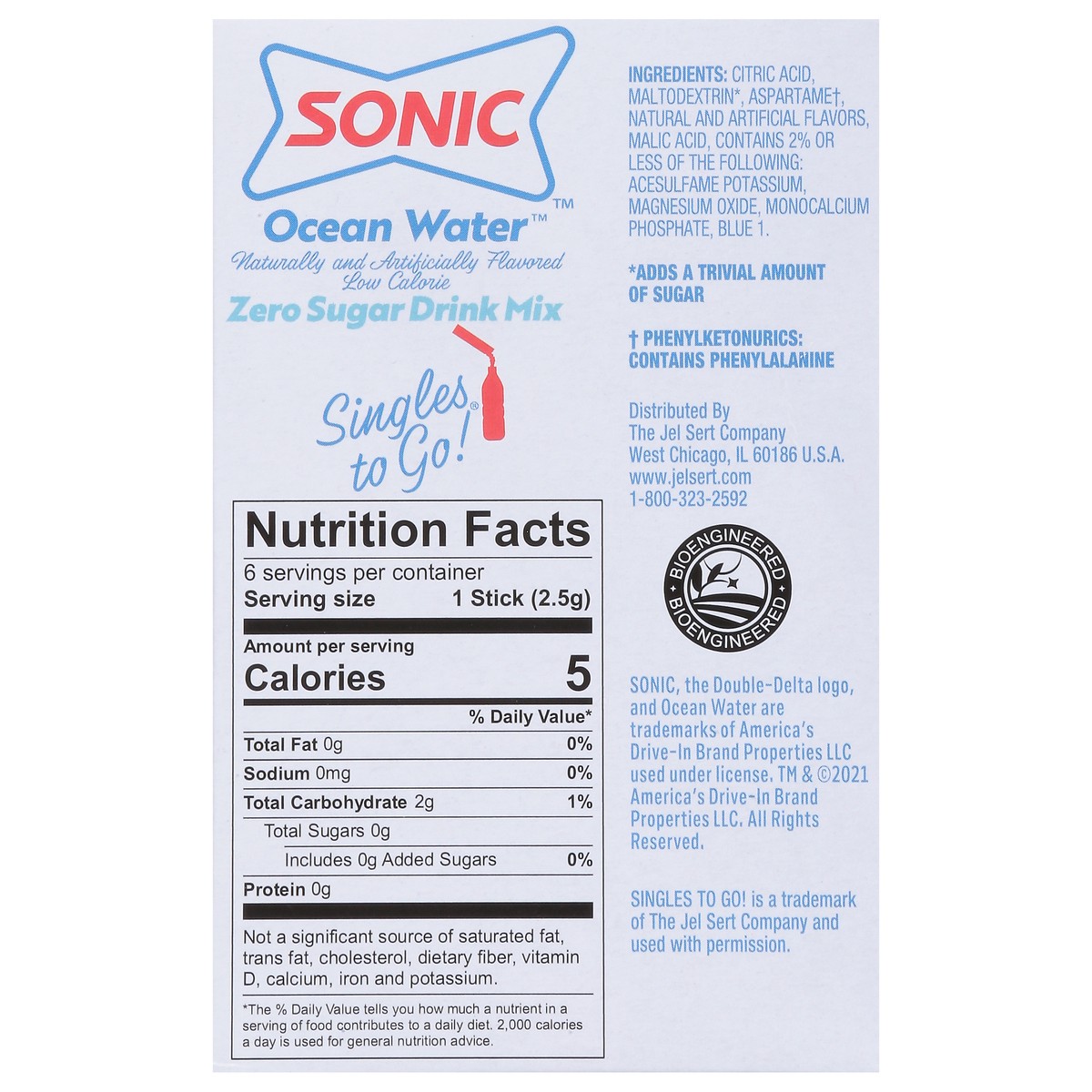 slide 9 of 14, Sonic Singles to Go! Zero Sugar Ocean Water Drink Mix 6 ea, 6 ct