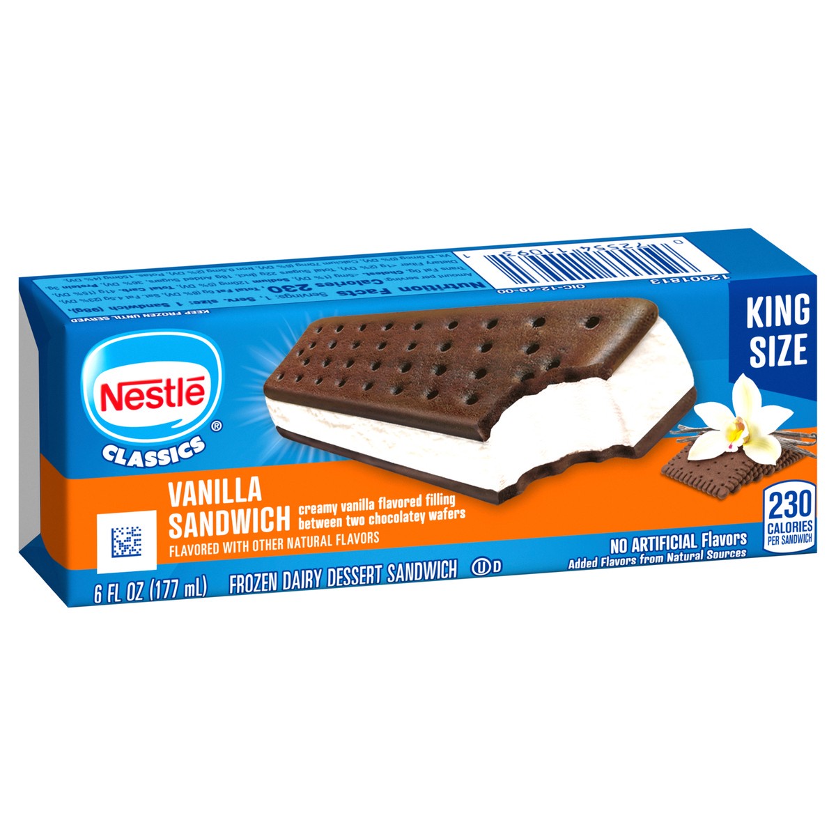 slide 9 of 9, Nestlé Classics Vanilla Sandwich Frozen Dairy Dessert Sandwich King Size 6 fl oz, 6 fl oz