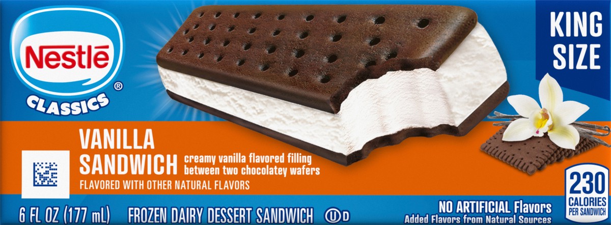 slide 3 of 9, Nestlé Classics Vanilla Sandwich Frozen Dairy Dessert Sandwich King Size 6 fl oz, 6 fl oz