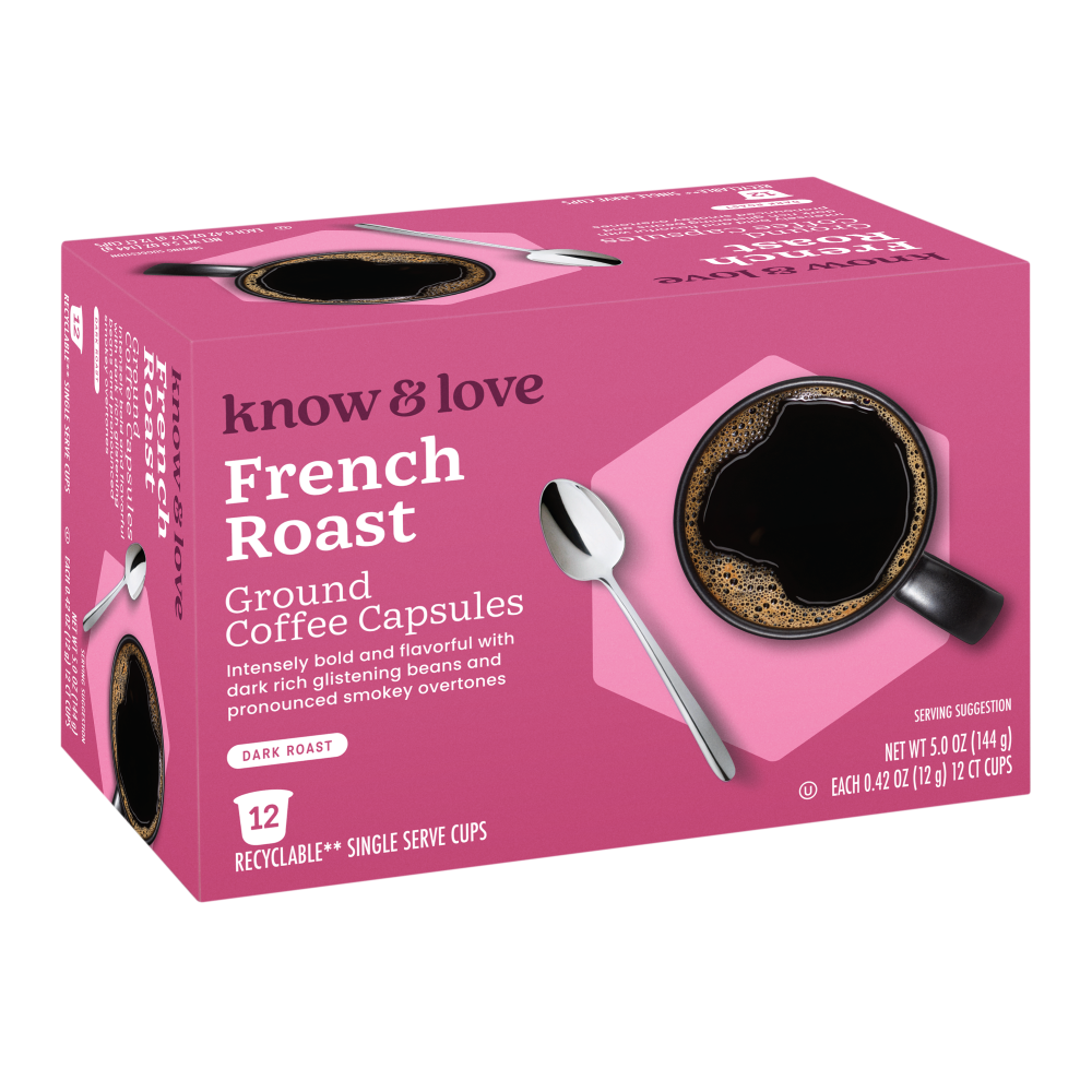 slide 1 of 1, know & love French Roast Coffee Single Serve 12 Count, 12 pc