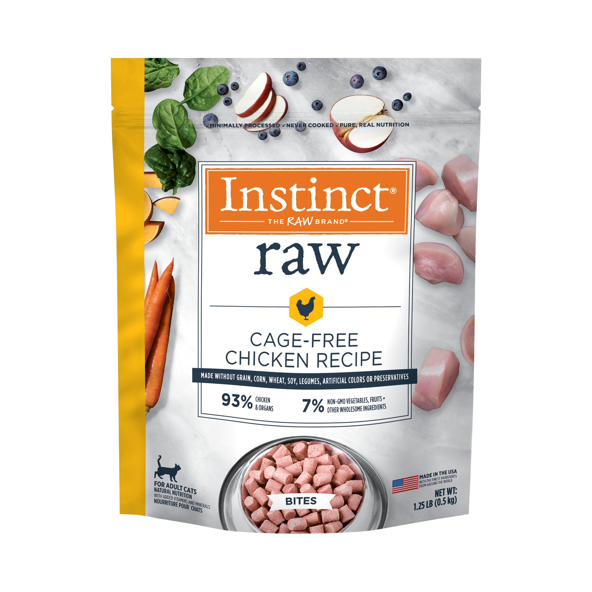 slide 1 of 2, Instinct Raw Frozen Chicken Bites Cat Food, 1.25 lb. Bag, 1.25 lb