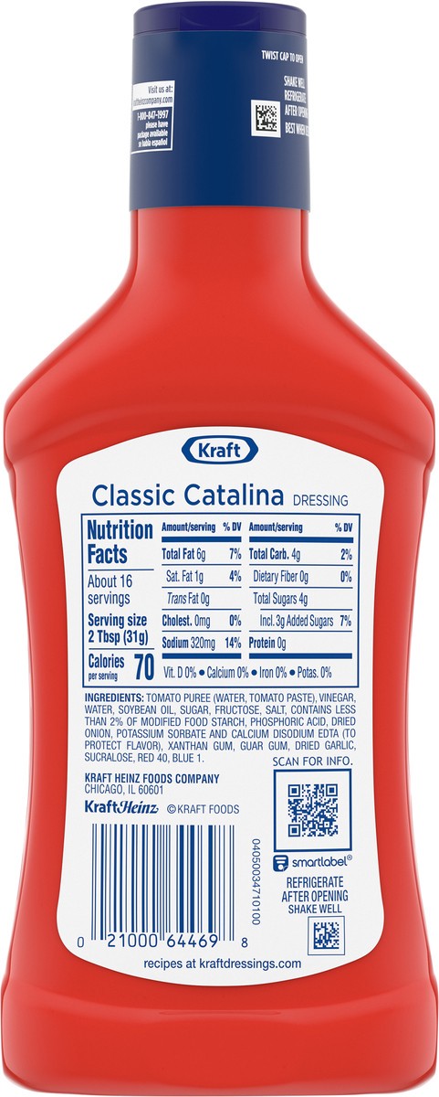 slide 5 of 9, Kraft Classic Catalina Salad Dressing, 16 fl oz Bottle, 16 fl oz