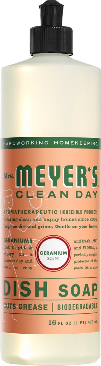 slide 3 of 3, Mrs. Meyer's Clean Day Liquid Dish Soap, Geranium Scent, 16 Ounce Bottle, 16 fl oz