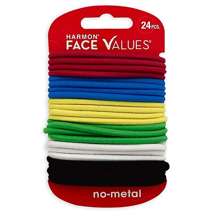 slide 1 of 1, Harmon Face Values Elastic Ponytail Holders - Brights, 24 ct