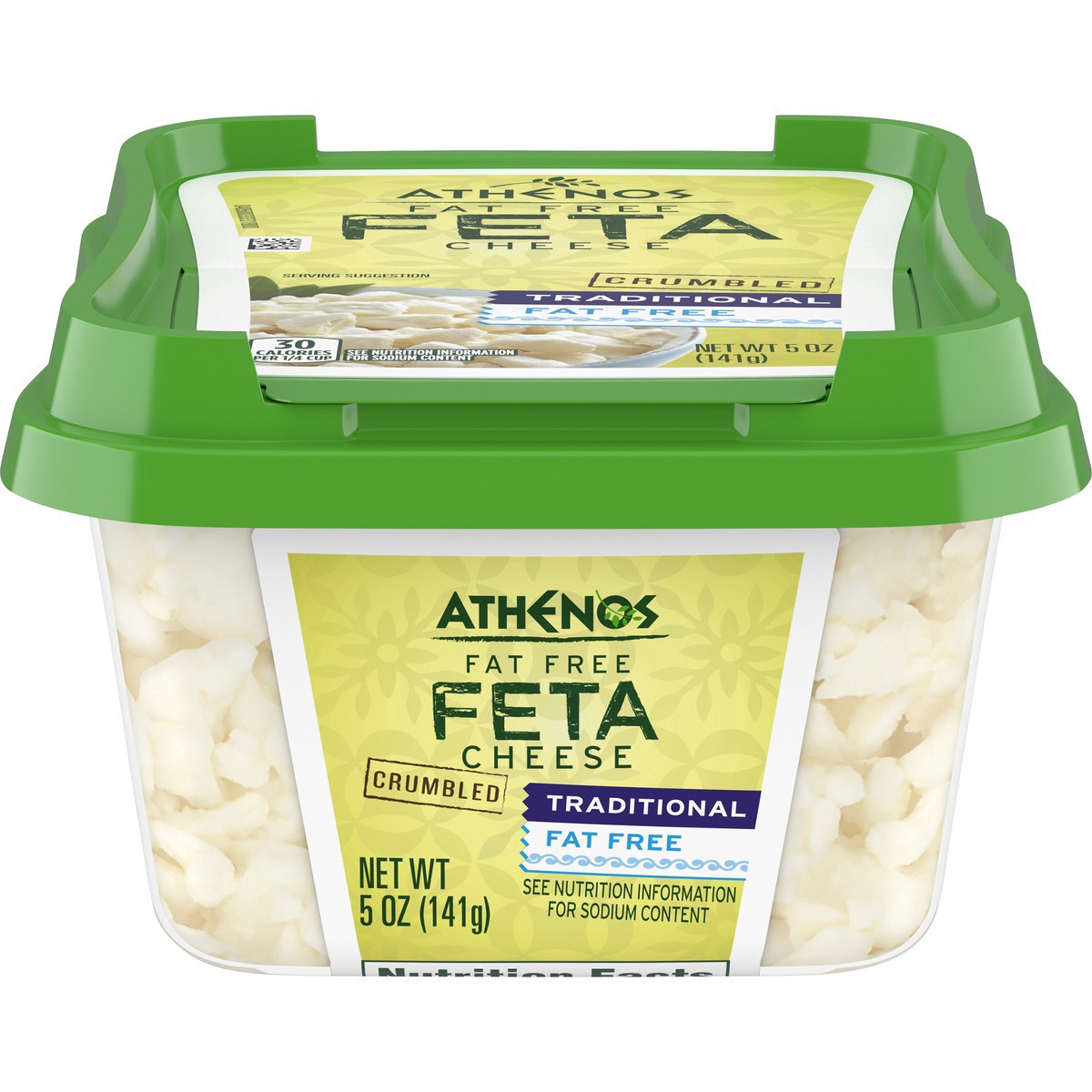 slide 1 of 6, Athenos Traditional Crumbled Fat Free Feta Cheese, 5 oz Tub, 5 oz