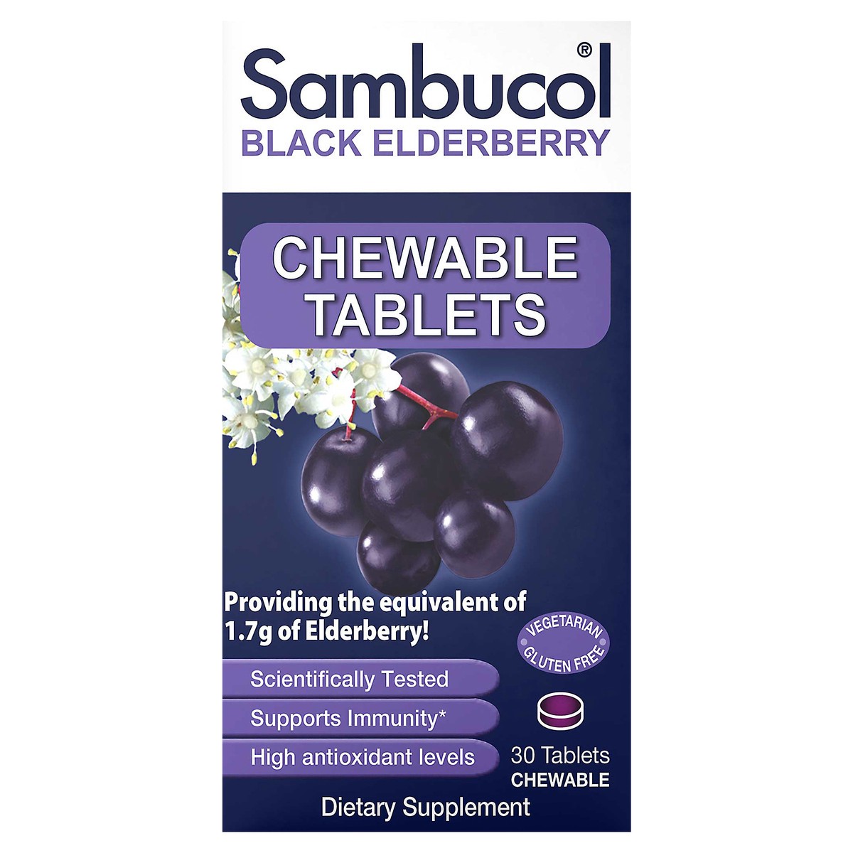 slide 10 of 10, Sambucol Original Chewable Tablets 30ct, 30 ct