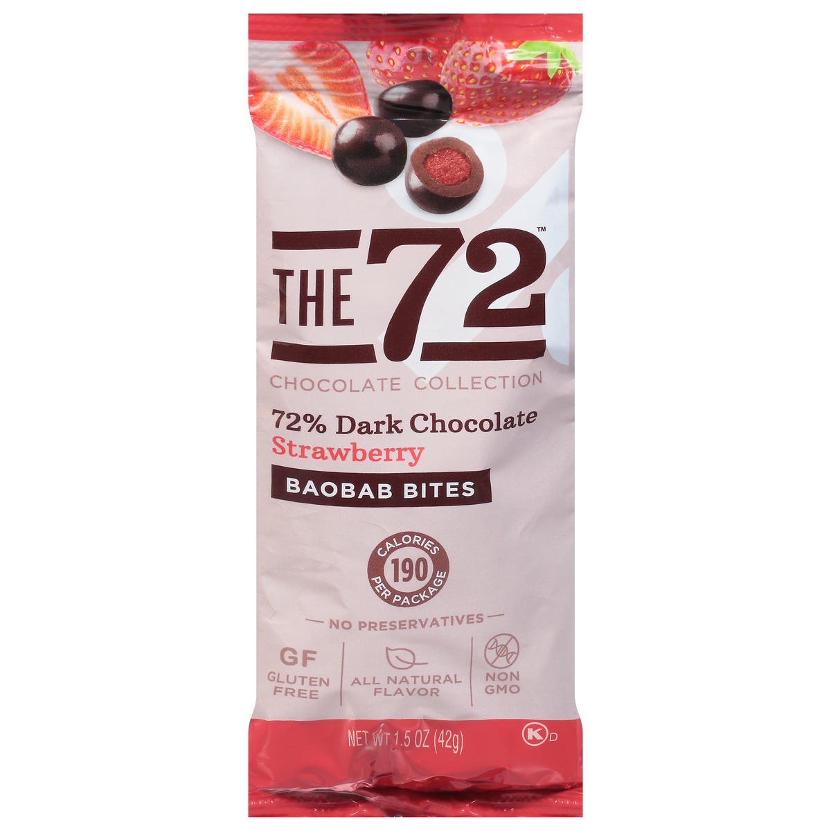 slide 8 of 13, The 72 Chocolate Collection 72% Dark Chocolate Strawberry Baobab Bites 1.5 oz, 1.5 oz