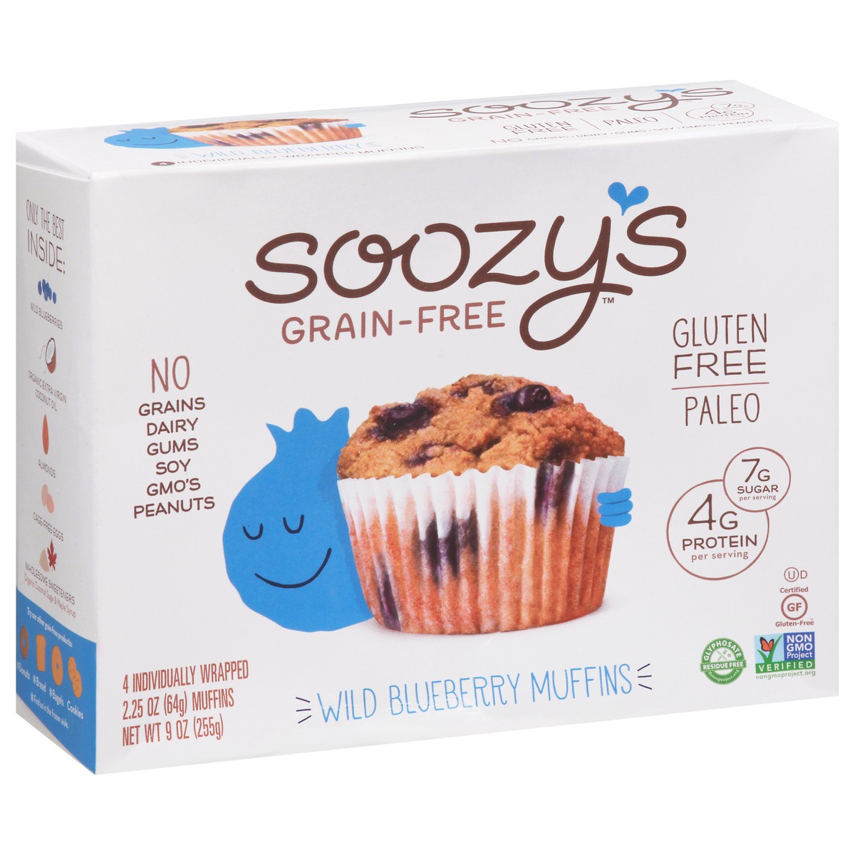 slide 10 of 13, Soozy's Grain-Free Wild Blueberry Muffins 4 ea, 4 ct