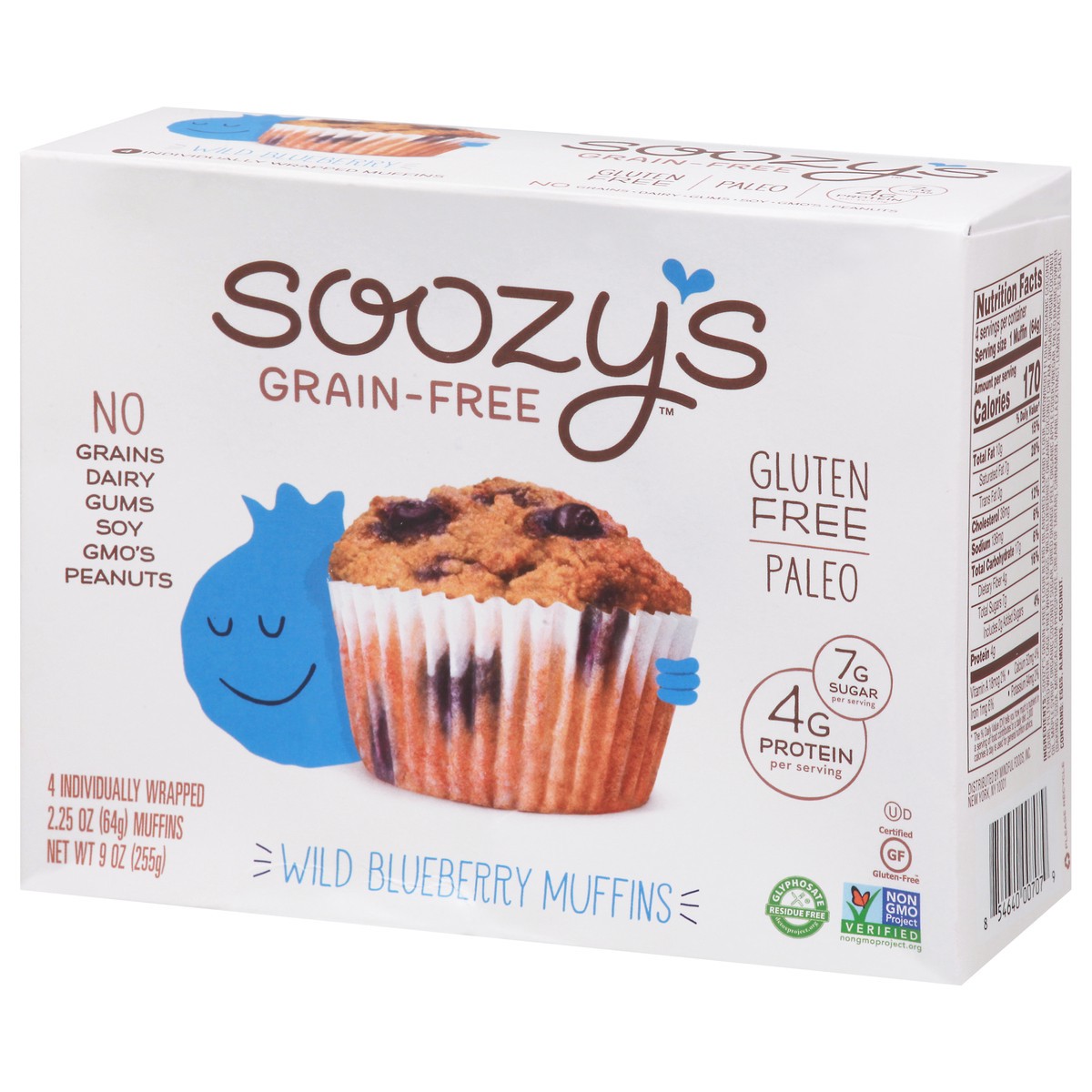 slide 4 of 13, Soozy's Grain-Free Wild Blueberry Muffins 4 ea, 4 ct