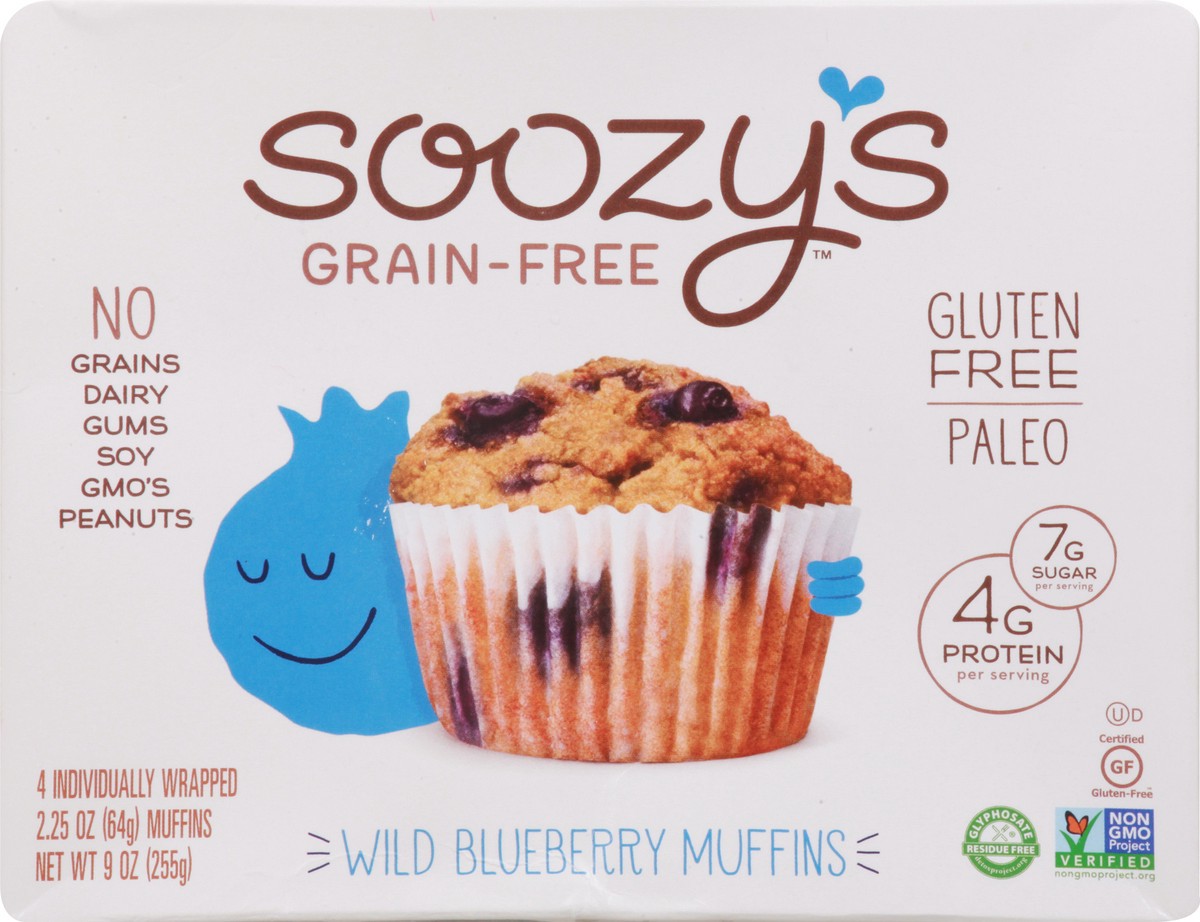 slide 3 of 13, Soozy's Grain-Free Wild Blueberry Muffins 4 ea, 4 ct