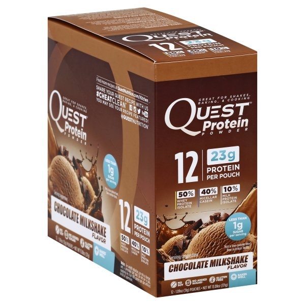 slide 1 of 1, Quest Protein Powder Chocolate Milkshake Packets, 12 ct