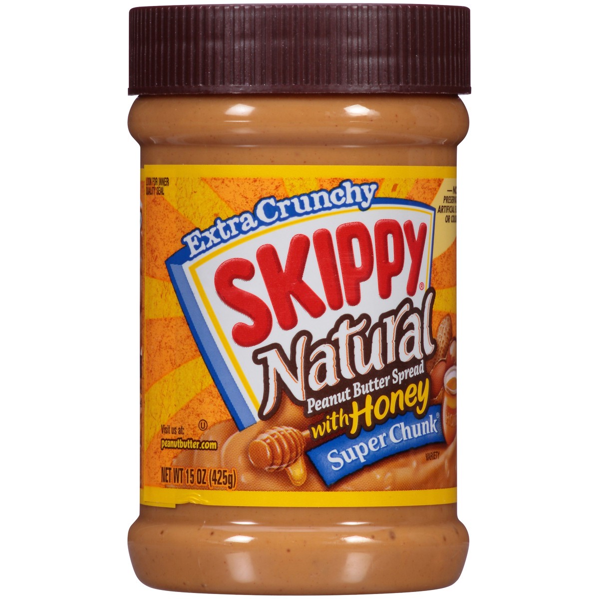 slide 2 of 12, Skippy Super Chunk Extra Crunchy Natural Peanut Butter Spread with Honey 15 oz. Jar, 15 oz