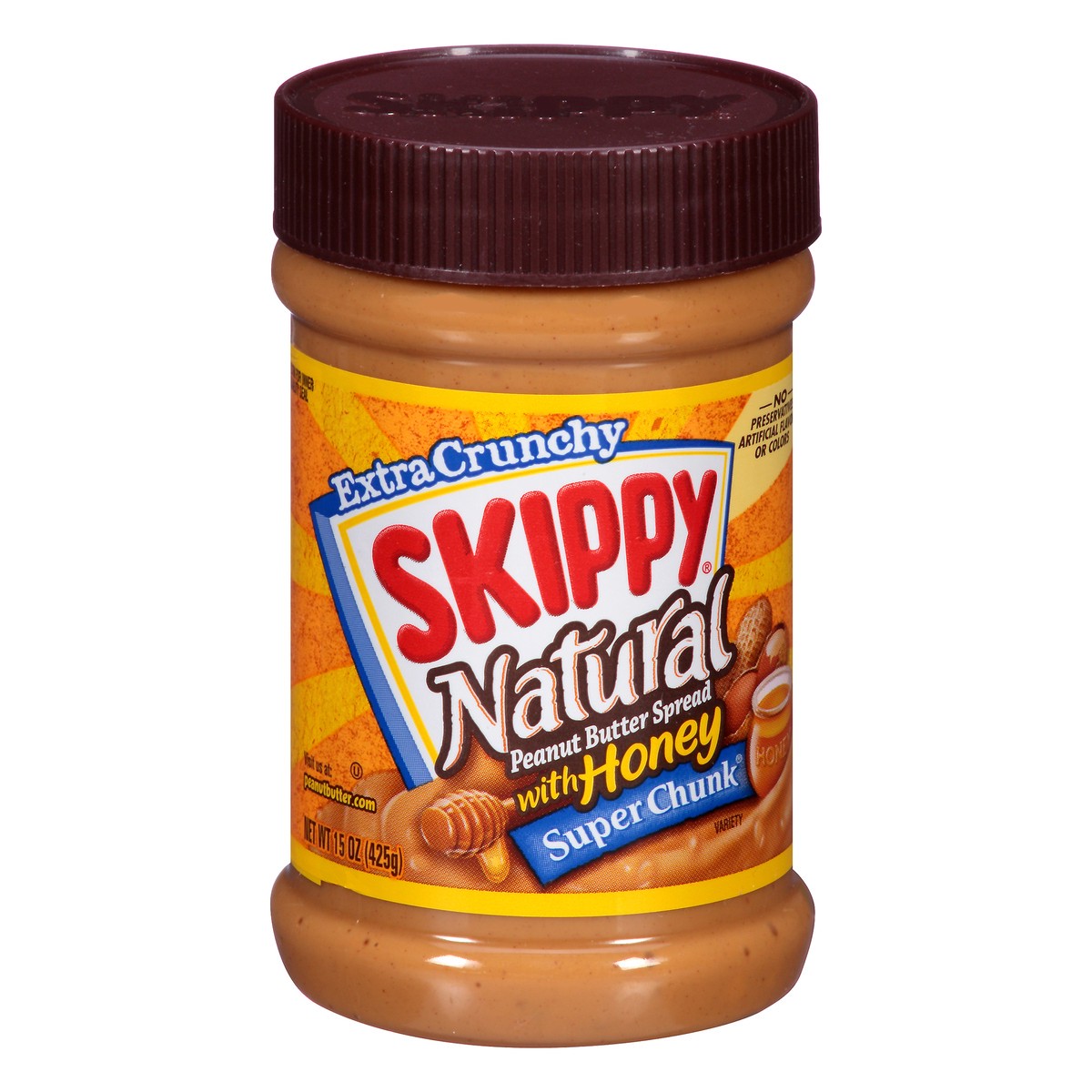 slide 12 of 12, Skippy Super Chunk Extra Crunchy Natural Peanut Butter Spread with Honey 15 oz. Jar, 15 oz