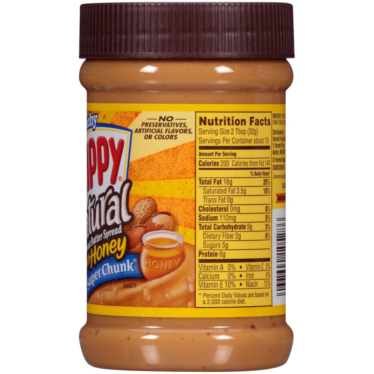 slide 5 of 12, Skippy Super Chunk Extra Crunchy Natural Peanut Butter Spread with Honey 15 oz. Jar, 15 oz