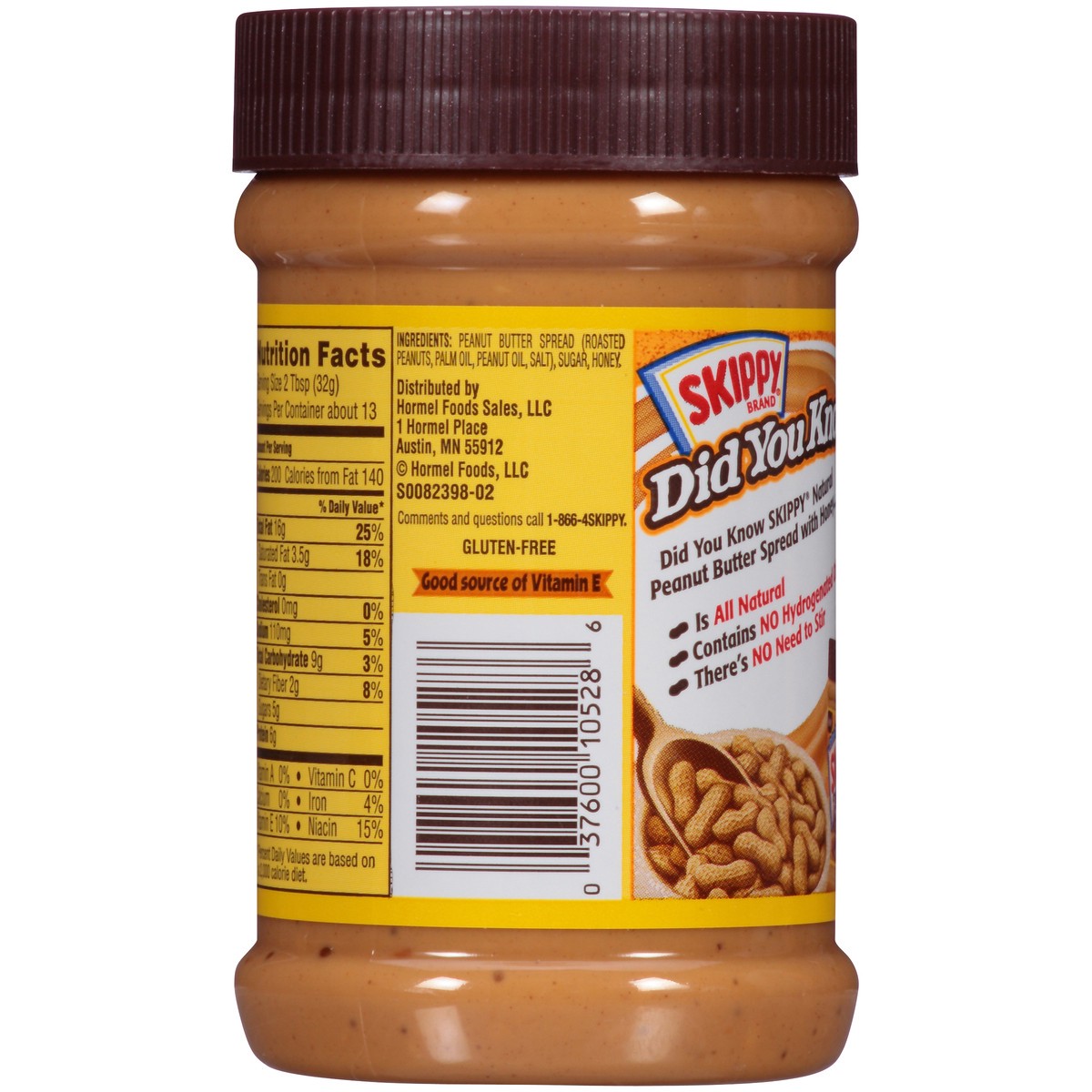 slide 9 of 12, Skippy Super Chunk Extra Crunchy Natural Peanut Butter Spread with Honey 15 oz. Jar, 15 oz