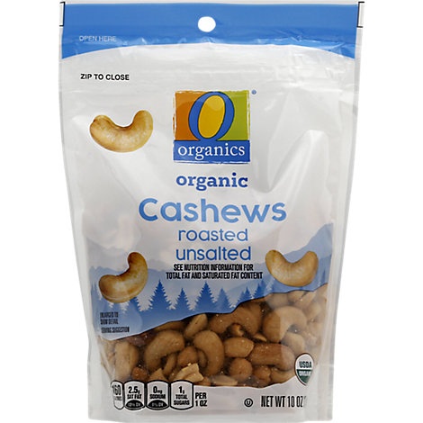 slide 1 of 1, O Organics Cashews Roasted Unsalted, 10 oz