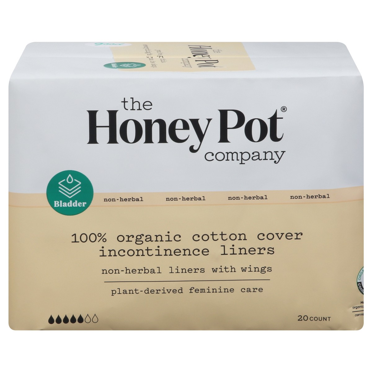 slide 3 of 12, The Honey Pot Company Organic Non-Herbal Incontinence Liners with Wings 20 ea, 20 ct