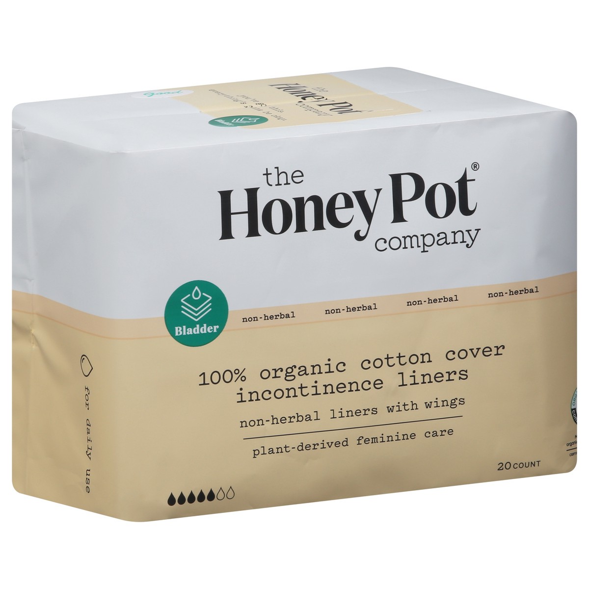 slide 4 of 12, The Honey Pot Company Organic Non-Herbal Incontinence Liners with Wings 20 ea, 20 ct