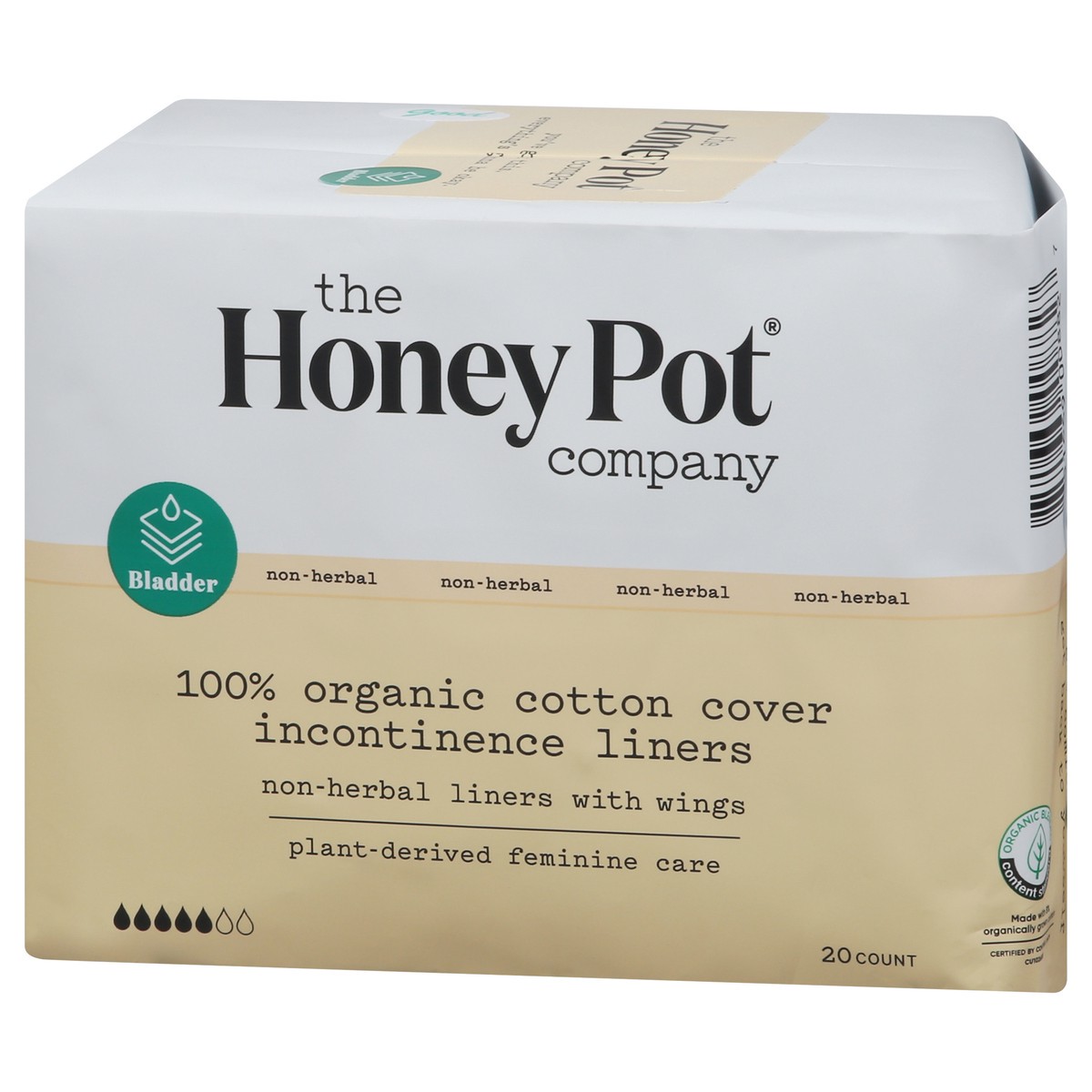 slide 5 of 12, The Honey Pot Company Organic Non-Herbal Incontinence Liners with Wings 20 ea, 20 ct