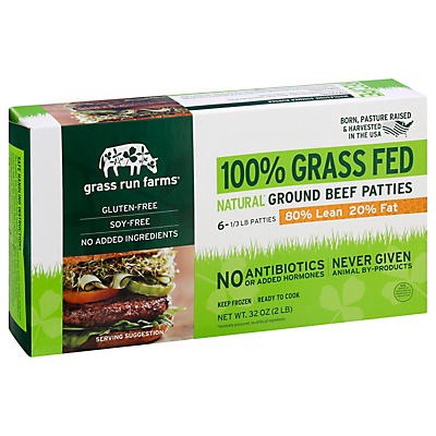 slide 1 of 1, Grass Run Farms Natural Ground Beef Patties 80% Lean, 2 lb