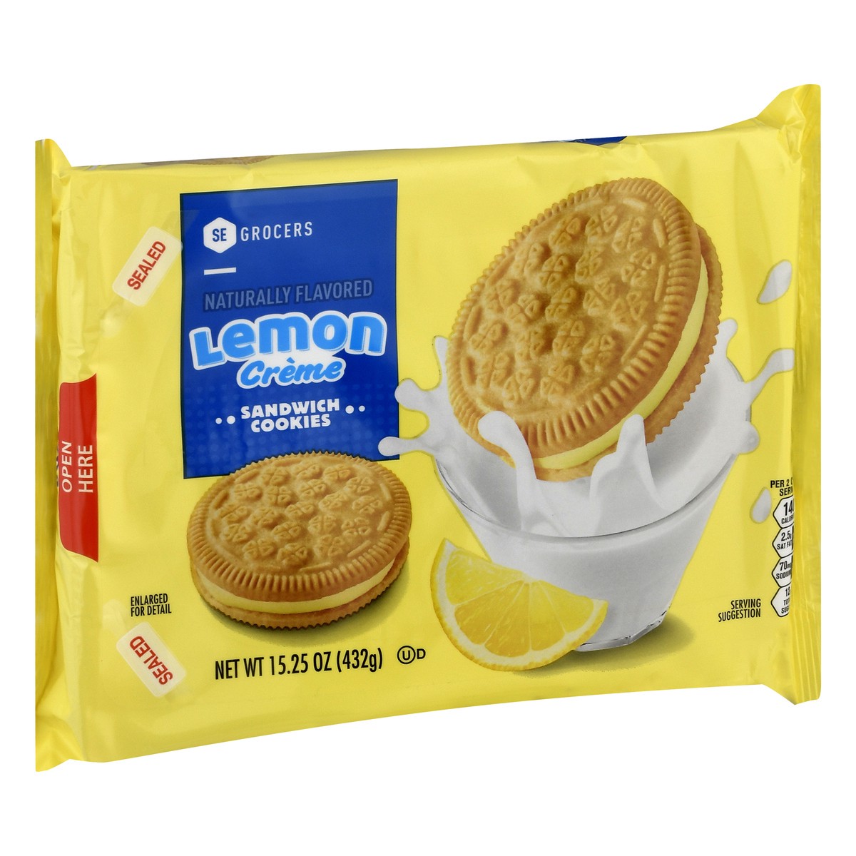 slide 3 of 10, SE Grocers Lemon Creme Sandwich Cookies, 15.2 oz