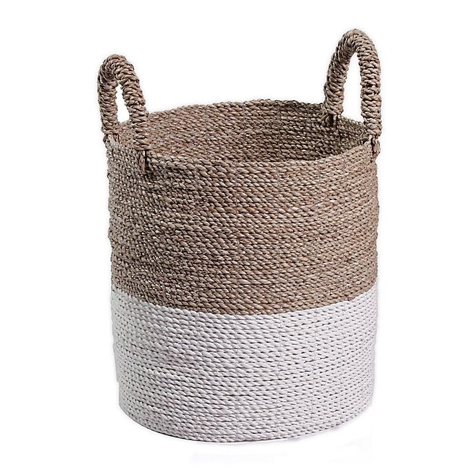 slide 1 of 1, Global Caravan Mazu Small Seagrass Basket - Natural/White, 1 ct