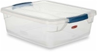 slide 1 of 1, Rubbermaid Clever Store Basic Latch Storage Bin With Lid - Clear, 15 qt