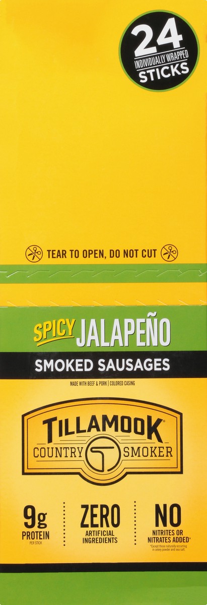 slide 11 of 13, Tillamook Country Smoker 24 Sticks Spicy Jalapeno Smoked Sausages 24 ea, 24 ct